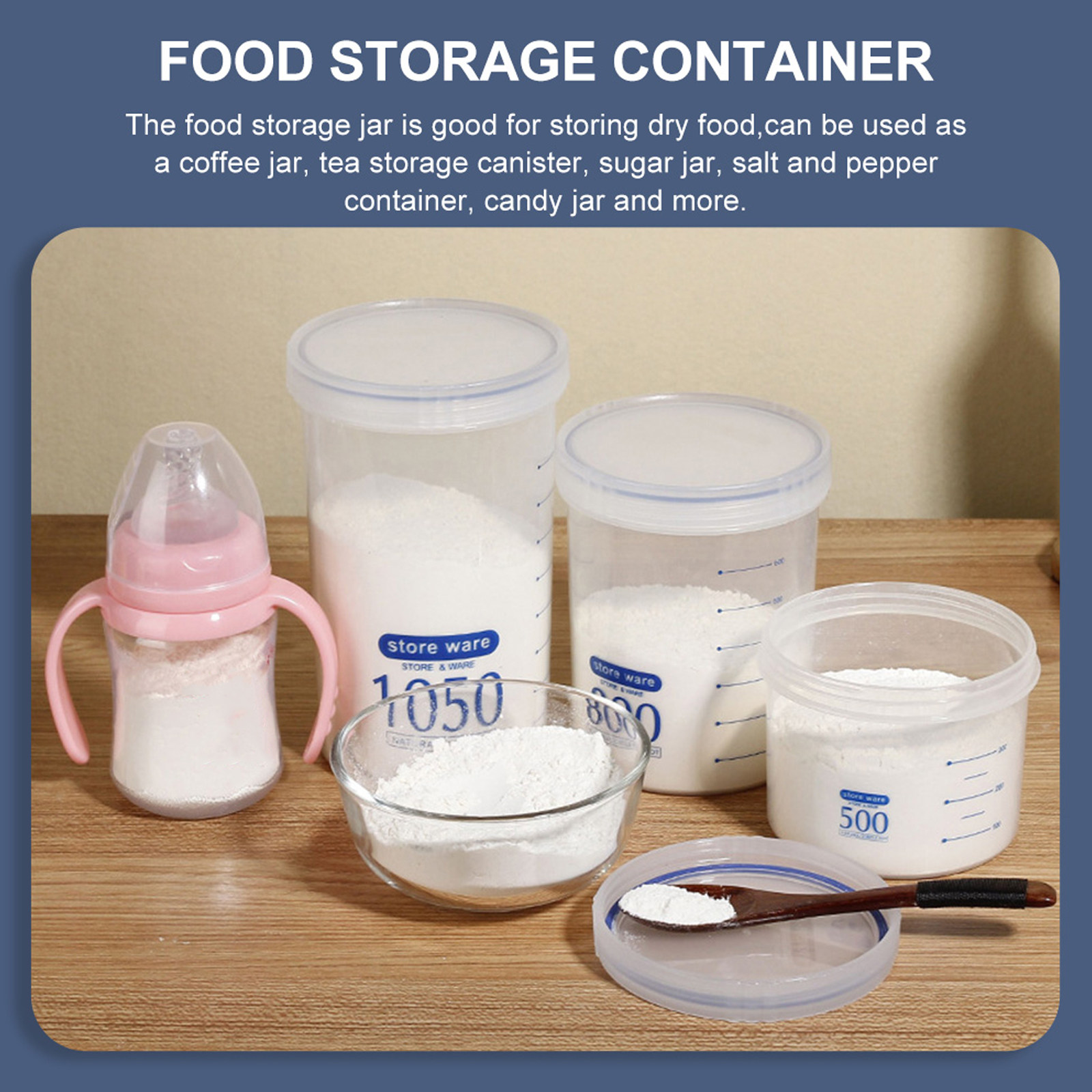 Food Storage Containers - 2Pcs Protein Powder Storage Canisters Multipurpose