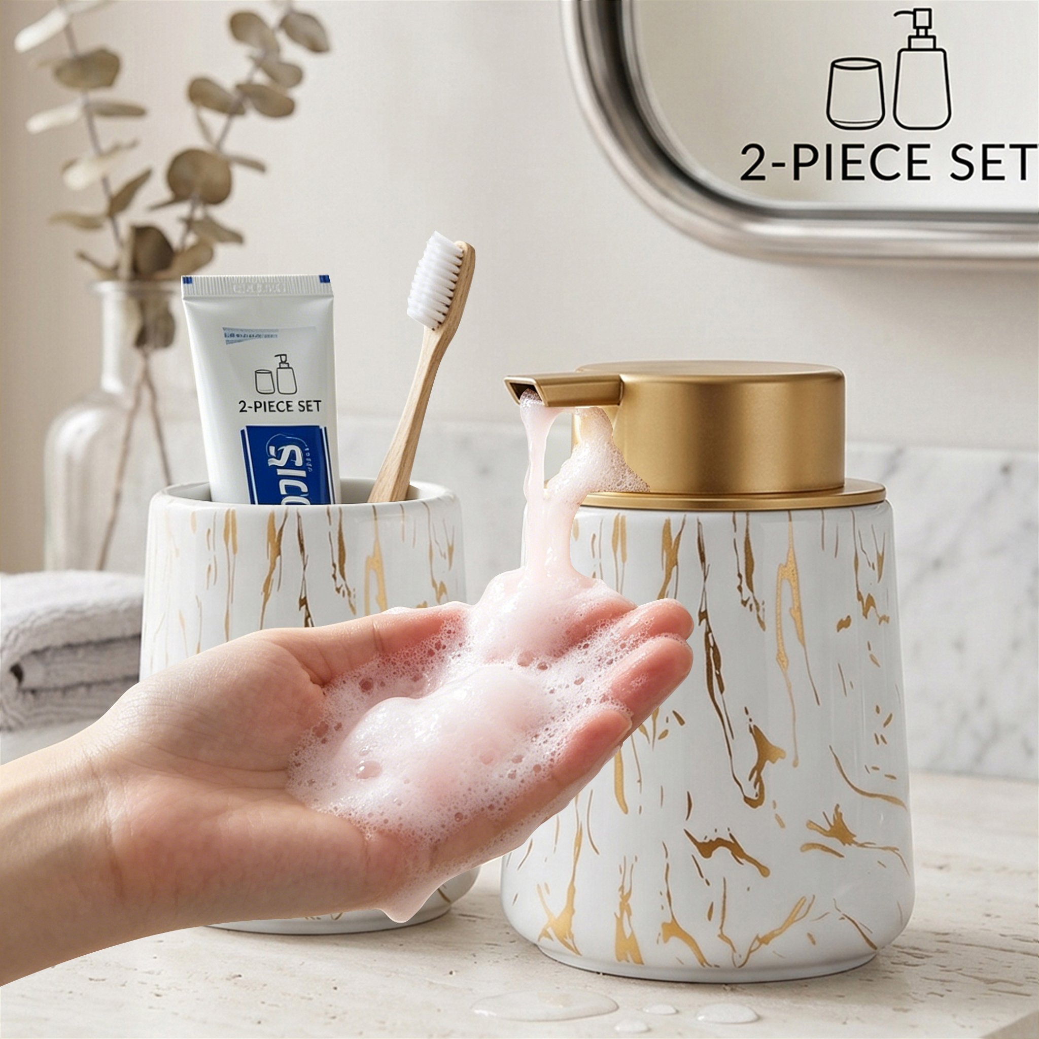 Kitchen Gadgets Gold - Bathroom Accessories Set - Foam Soap