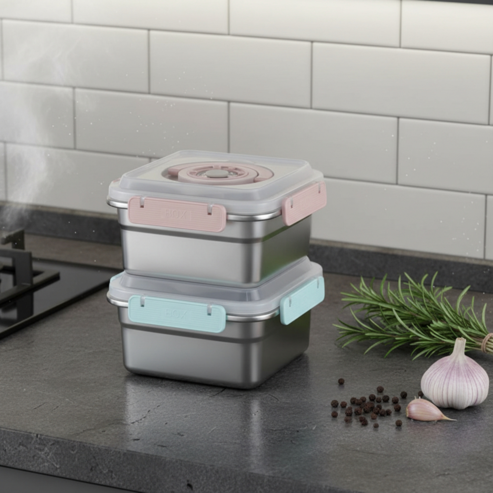 Food Storage Containers - 3 Pieces Stainless Steel Food Container