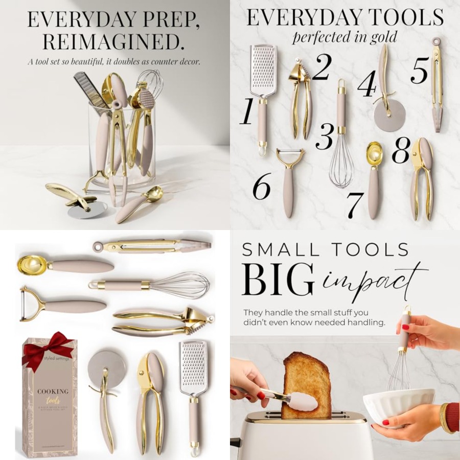 Gold and Beige Kitchen Utensil - Kitchen Gadgets Gold 评论和价格