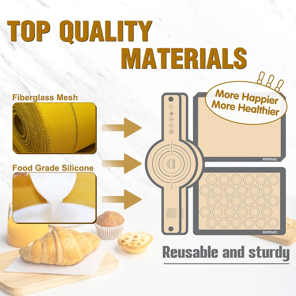 Set of 4 Silicone Baking Mats, - Silicone Baking Mat 评论和价格