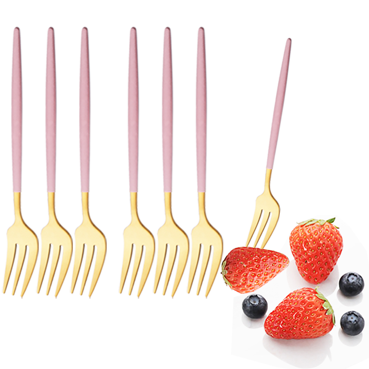6Pcs Pink Gold Dinnerware Set  - Kitchen Gadgets Gold 评论和价格