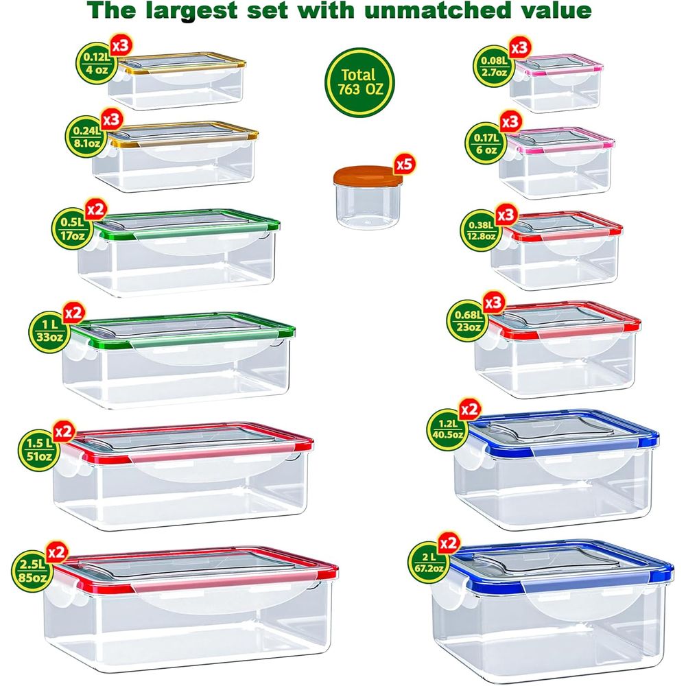 70 Pcs Large Food Storage Cont - Food Storage Containers 评论和价格